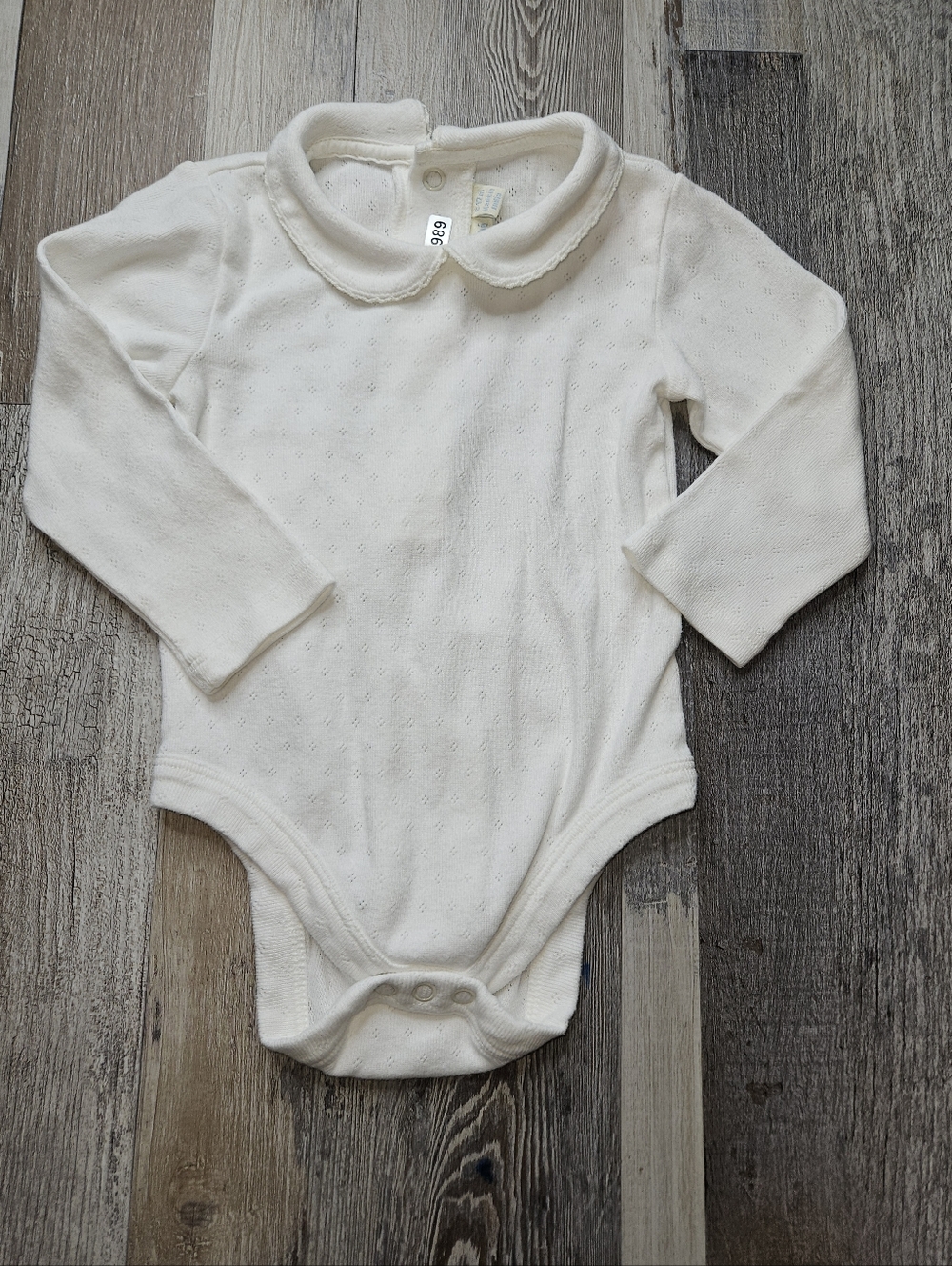 Jojo Maman Bebe 6-12 Months White Bodysuit Peter Pan Collar